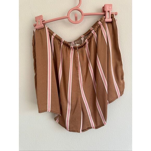 Aerie Pj to Party Pajama Set Button Down Short Size Small Brown Satin Pink - Picture 9 of 10